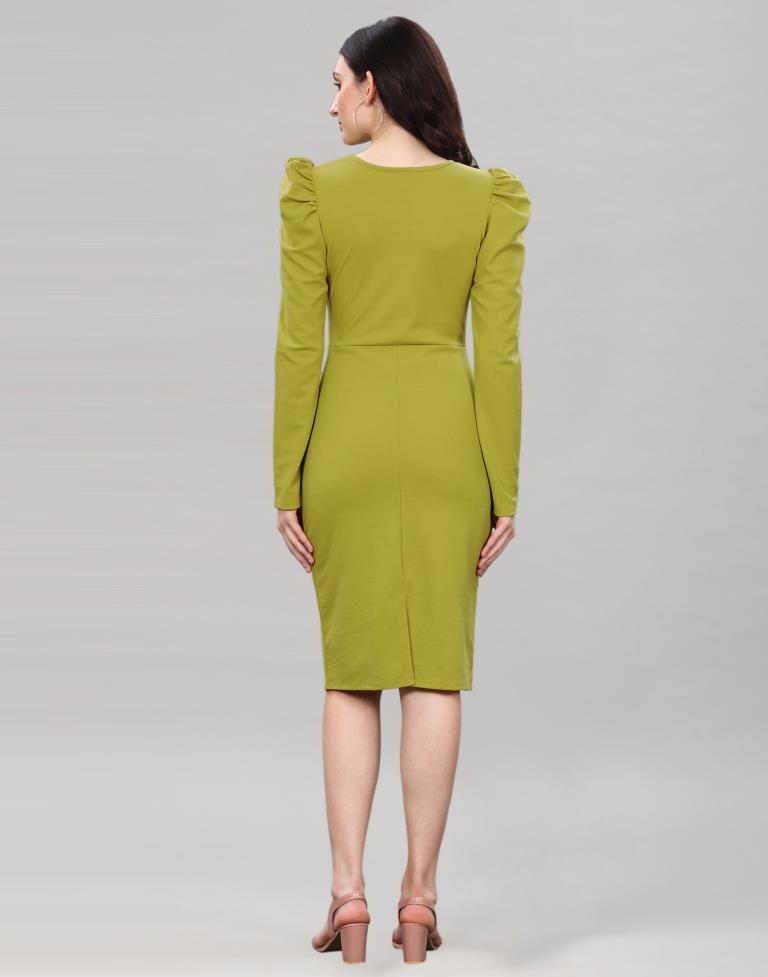 Pine Green Ribbed bodycon dress