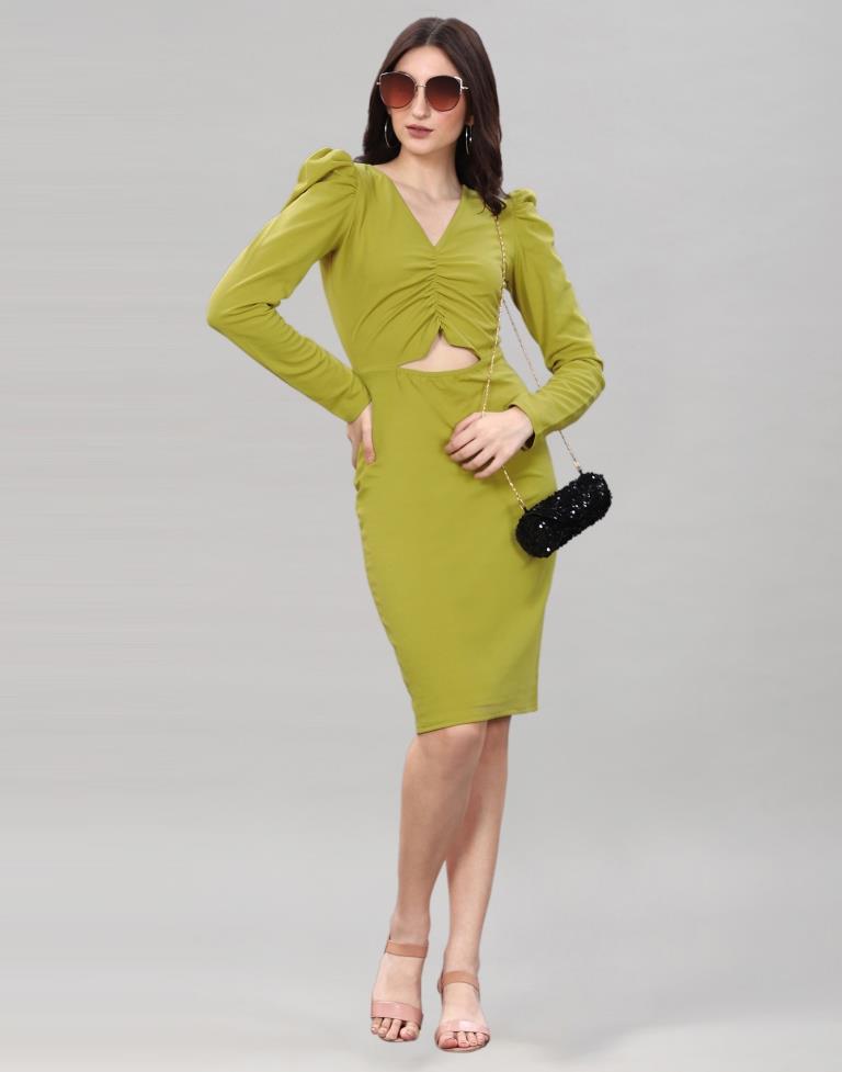 Pine Green Ribbed bodycon dress