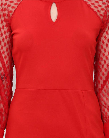 Red Coloured Lycra Knitted bodycon dress