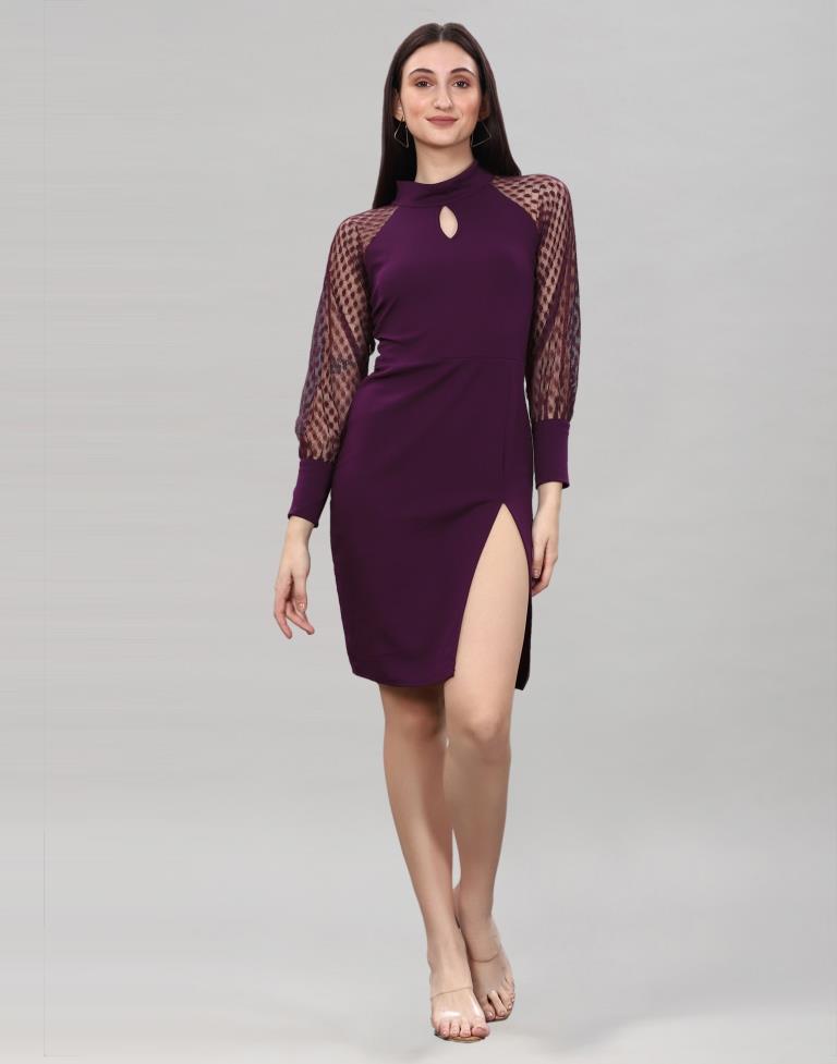 Wine Short slit bodycon dress