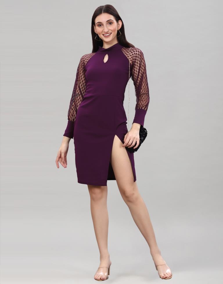 Wine Short slit bodycon dress