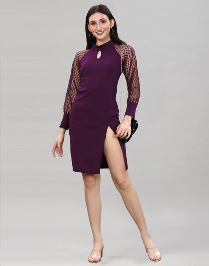 Wine Short slit bodycon dress