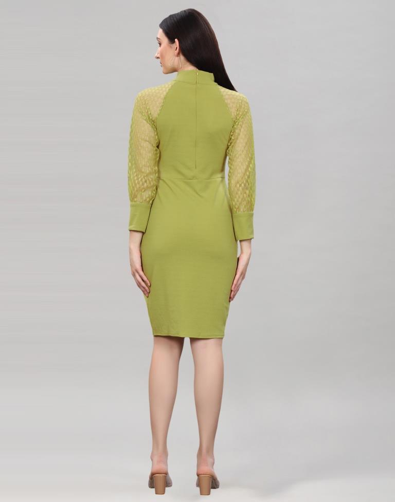 Olive Green Coloured Lycra Knitted bodycon dress