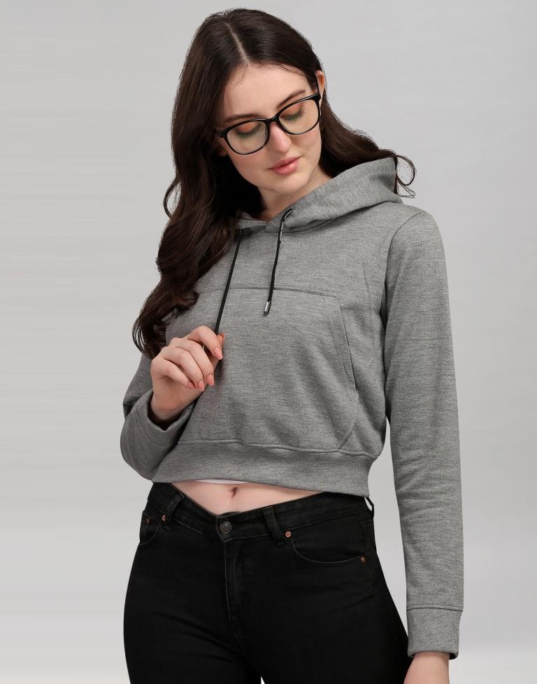 Stone Grey Cotton Hoodie 