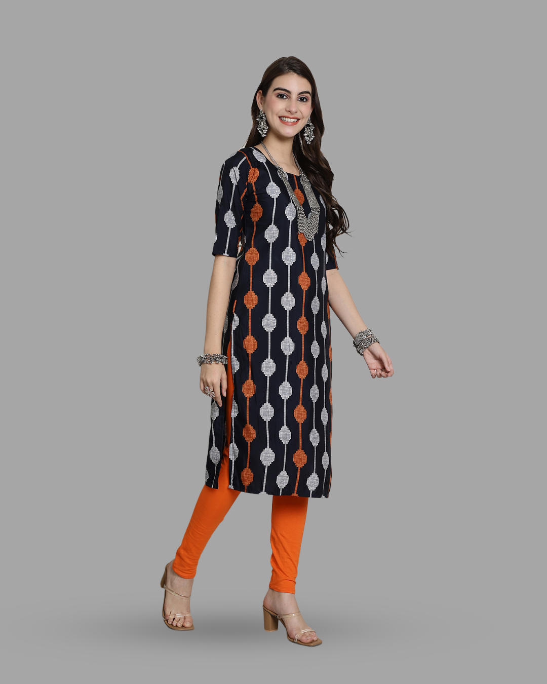 Color Block Print Kurta 