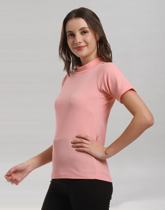 Peach Coloured Lycra Knitted Top