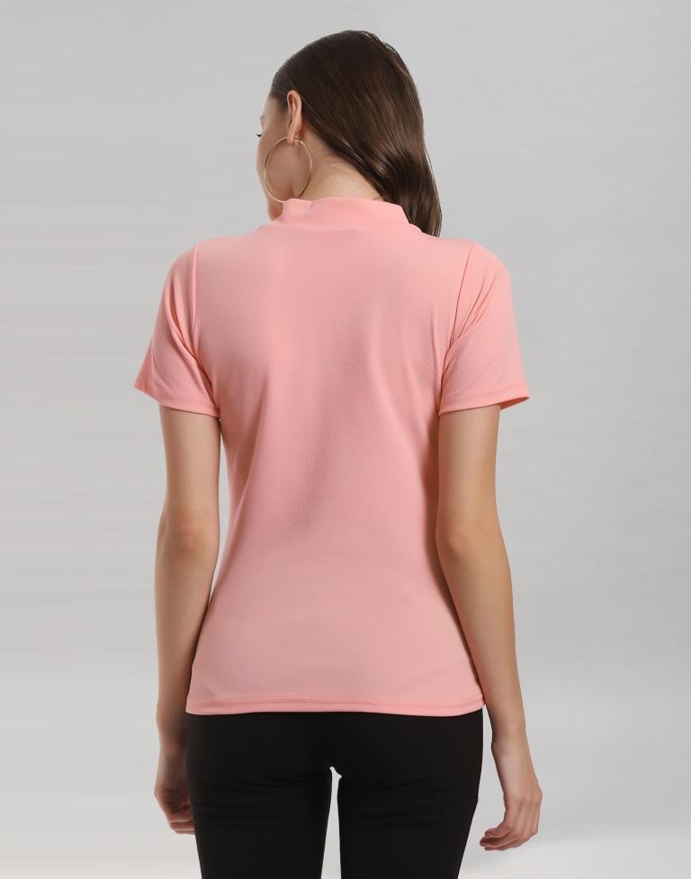 Peach Coloured Lycra Knitted Top