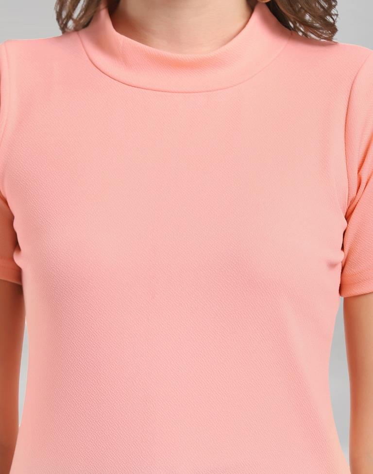 Peach Coloured Lycra Knitted Top