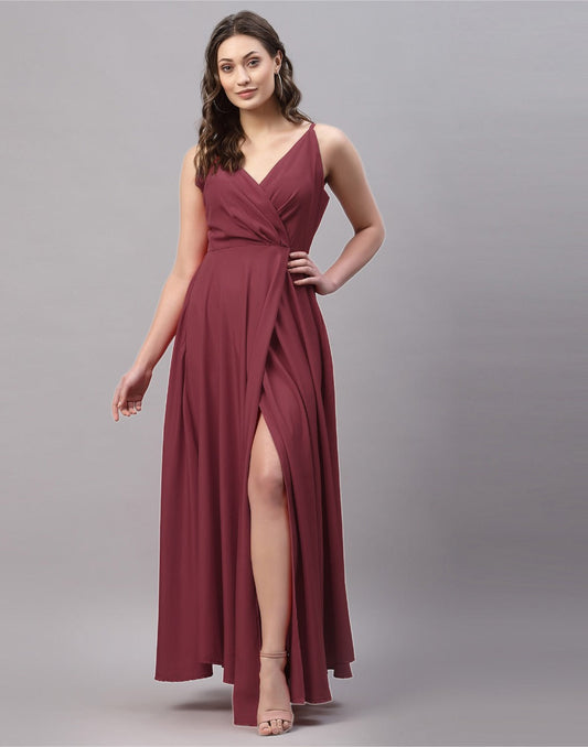 Maroon Slit Dress