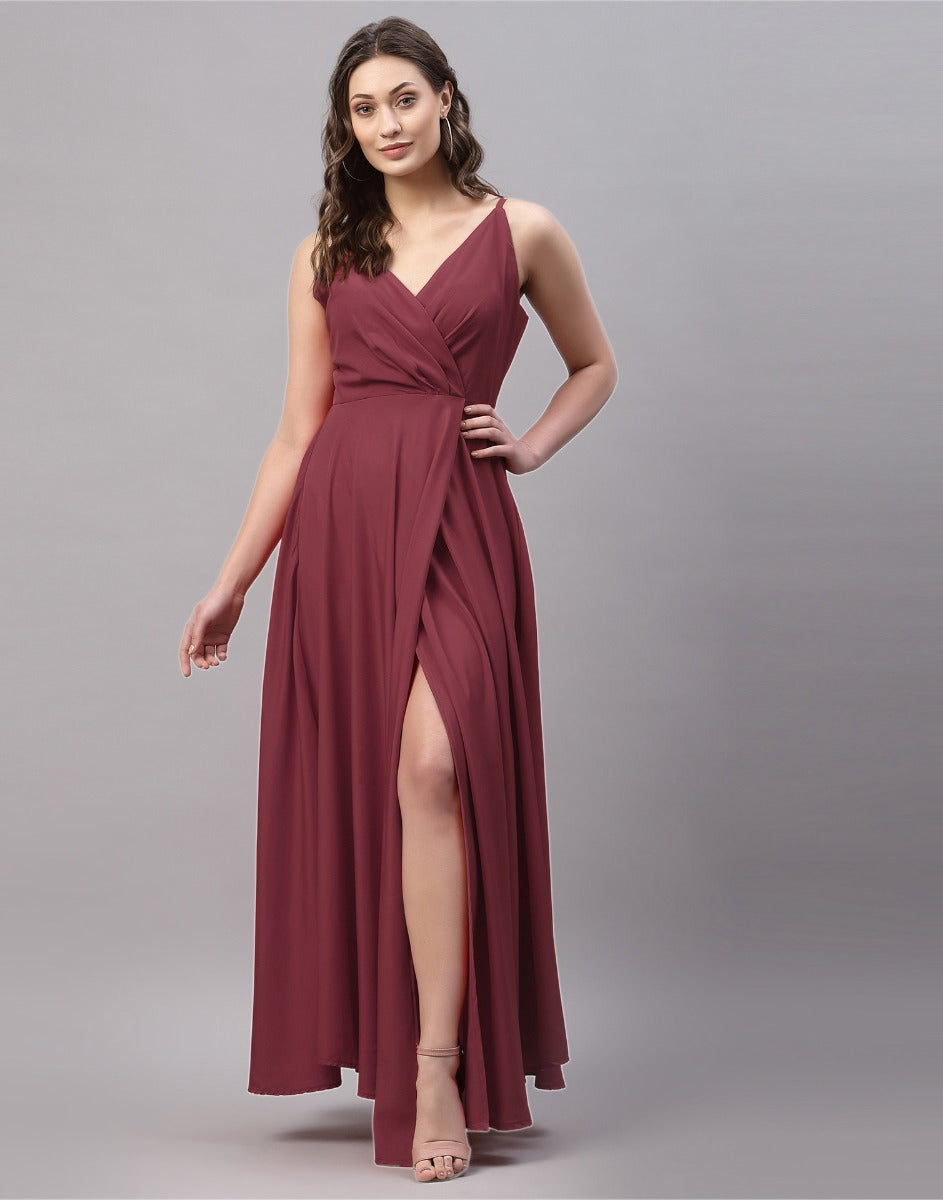 Maroon Slit Dress