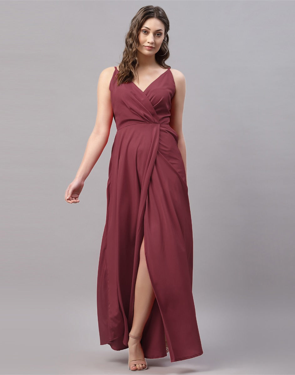 Maroon Slit Dress