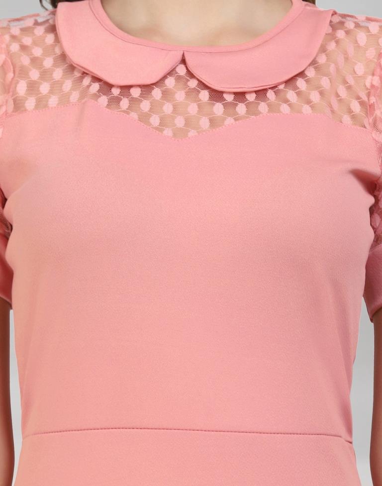 Pink Coloured Lycra Knitted Bodycon