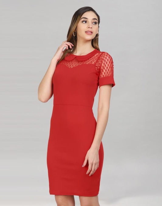 Red Coloured Lycra Knitted Bodycon