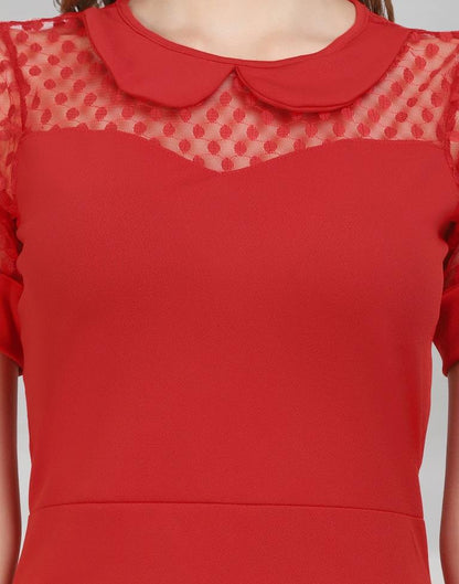 Red Coloured Lycra Knitted Bodycon