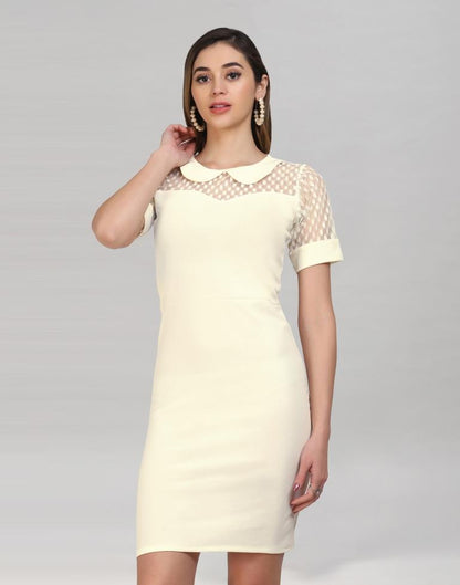 Cream Coloured Lycra Knitted Bodycon