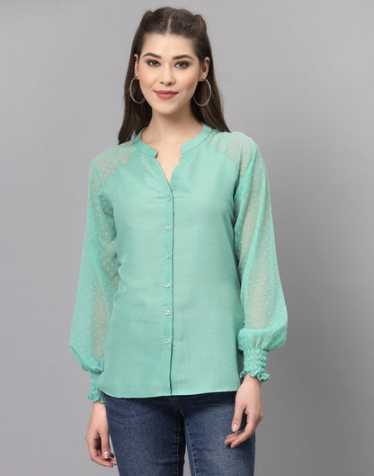 Sea Green Raglan Sleeve Top