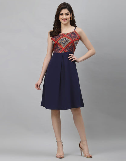 Blue A-line Dress