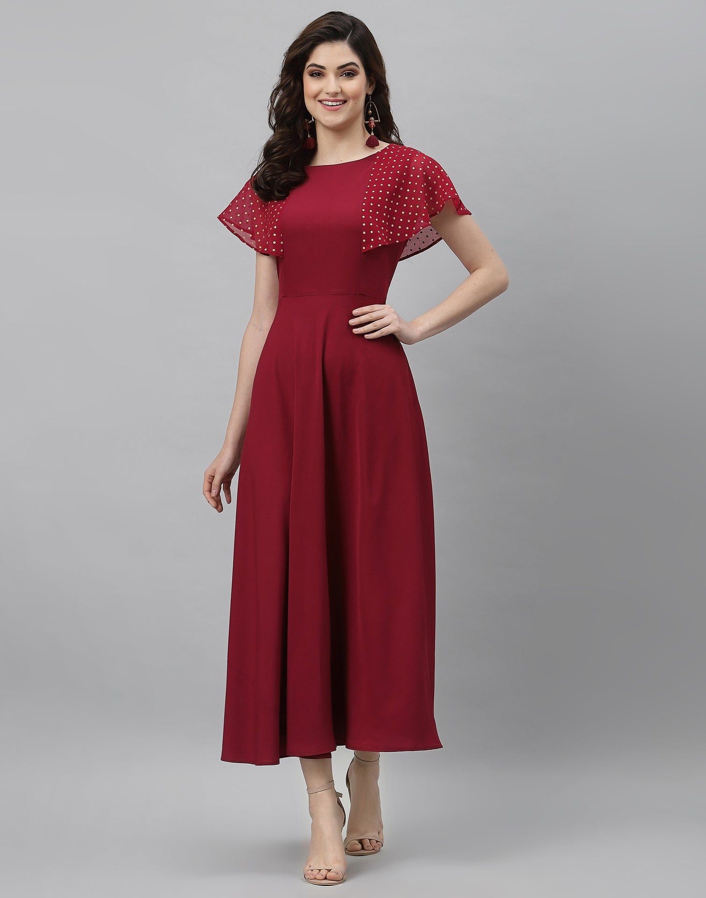 Maroon Solid Dress