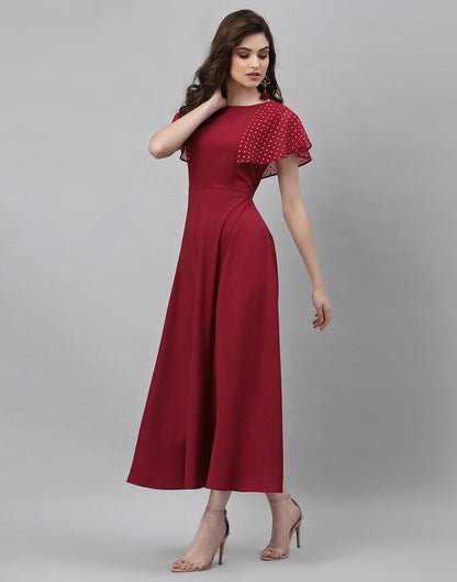 Maroon Solid Dress