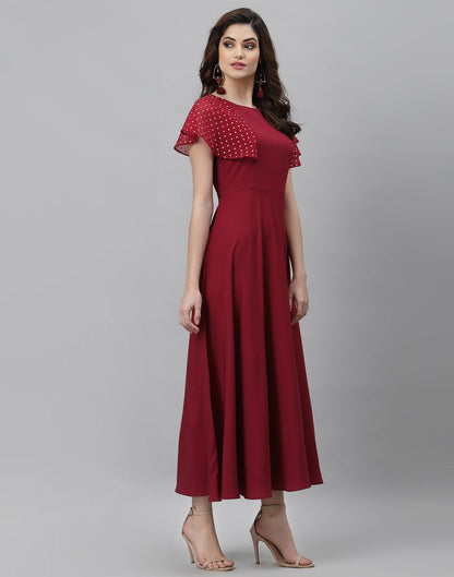 Maroon Solid Dress