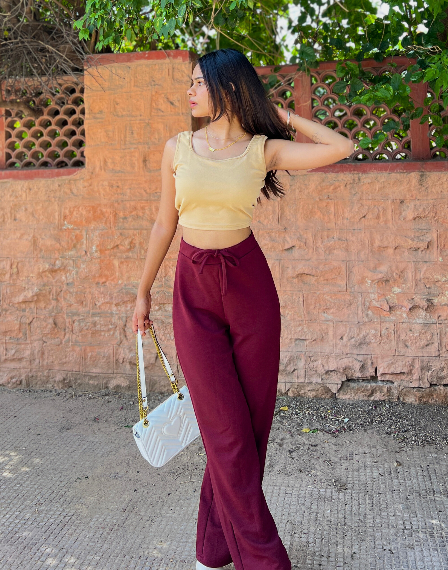 Beige Square Neck Tank Top