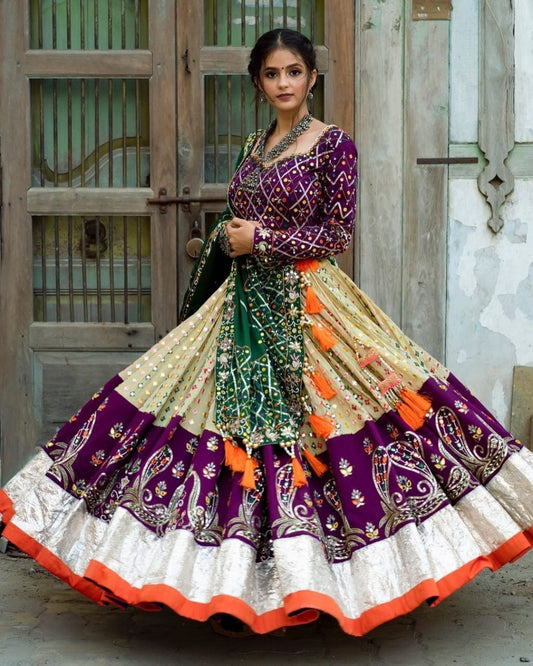 MULTI COLOR SOFT BUTTER SILK DIGITAL PRINTED LEHENGA CHOLI