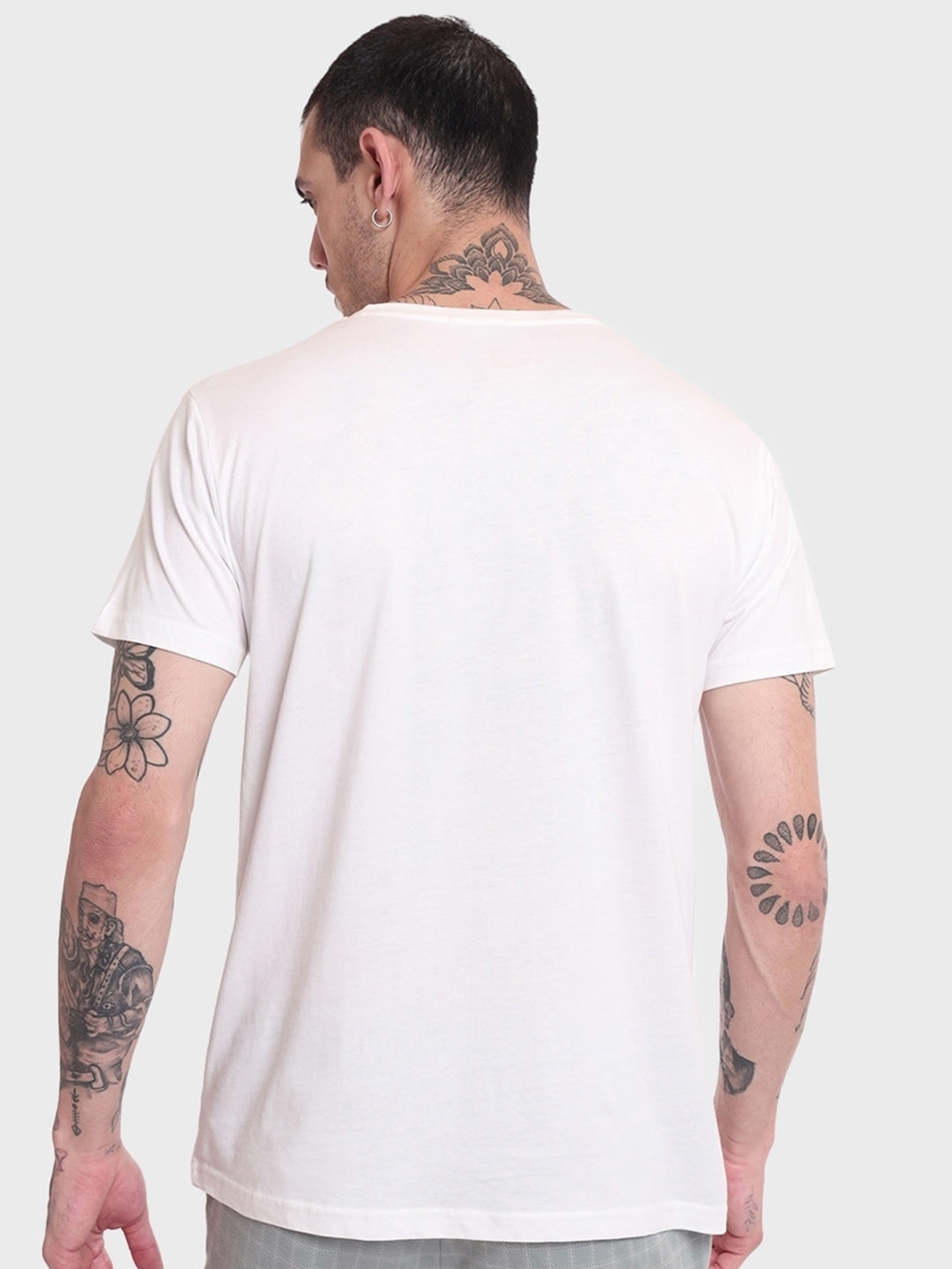 Men White Pure Cotton T-shirt