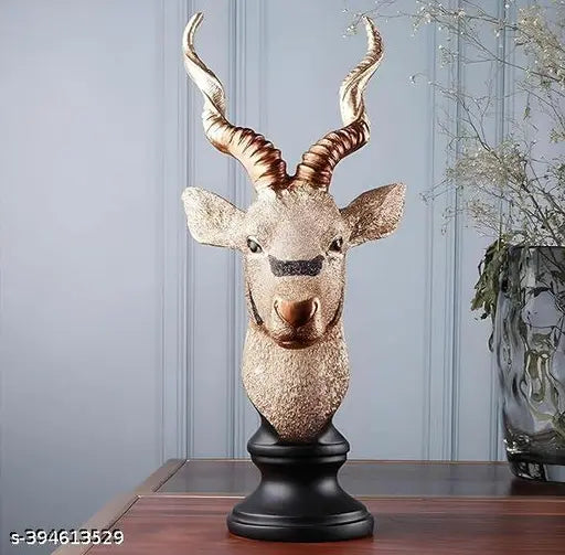 Kraphy Deer Statue for Home Office Decor and Gift Showpiece Vaastu Feng Shui Decorative Head Showpieces Living Room Desk Decoration (Kraphy-21-50098 Deer 1) 