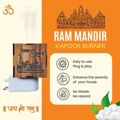 KapoorFlame™️ 3-in-1 Ayodhya Ram Mandir Electric Aroma Burner & Night lamp