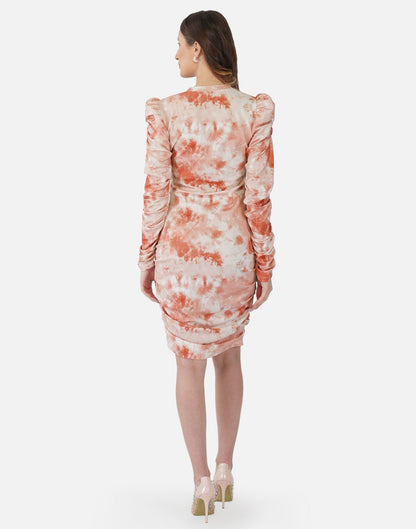 Peach Tie and Dye Bodycon