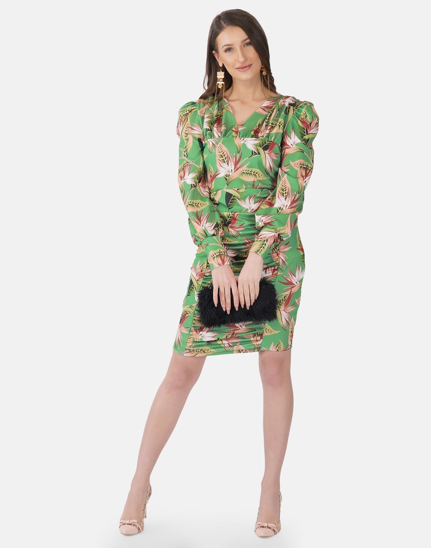 Apple Green Printed Bodycon