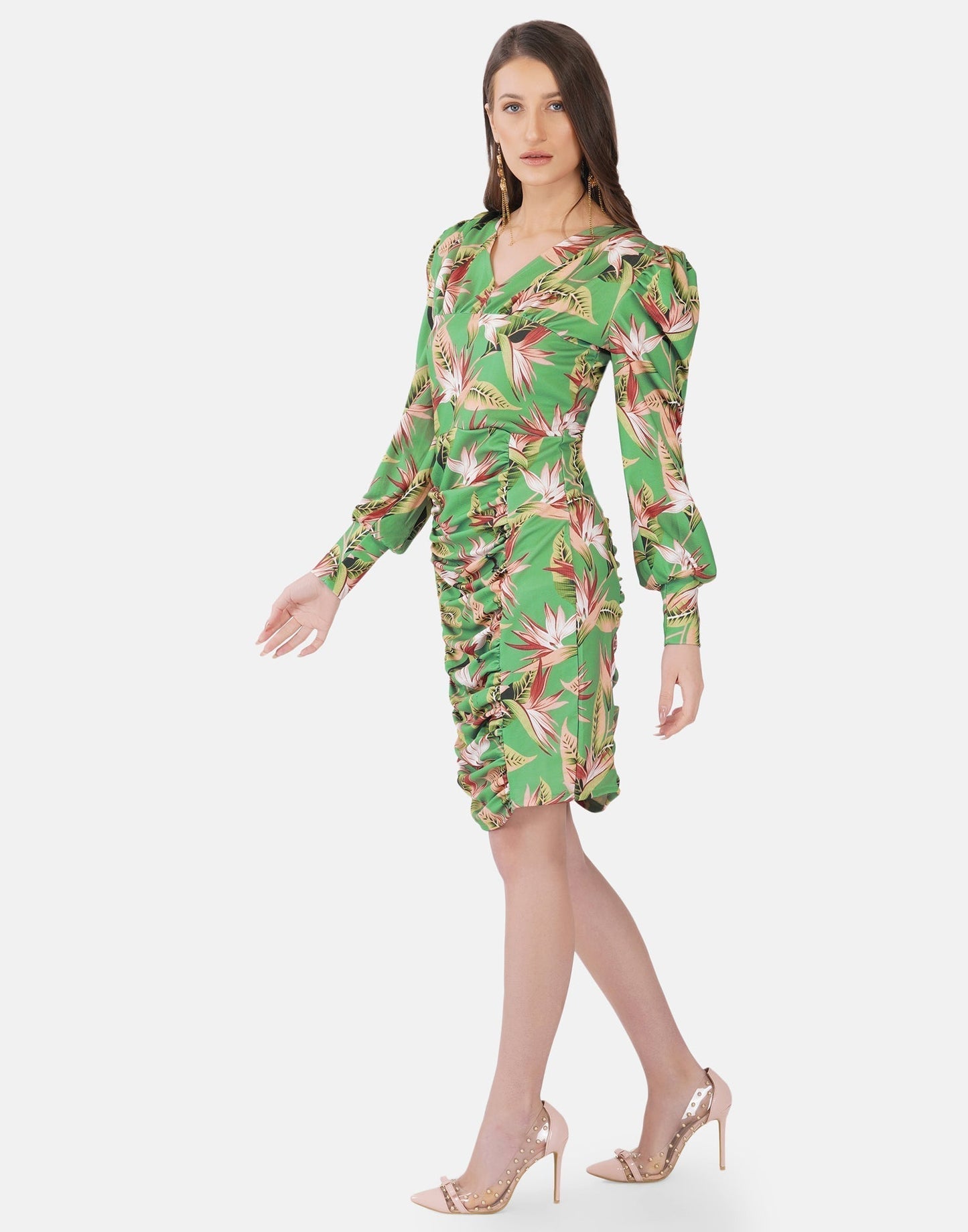 Apple Green Printed Bodycon