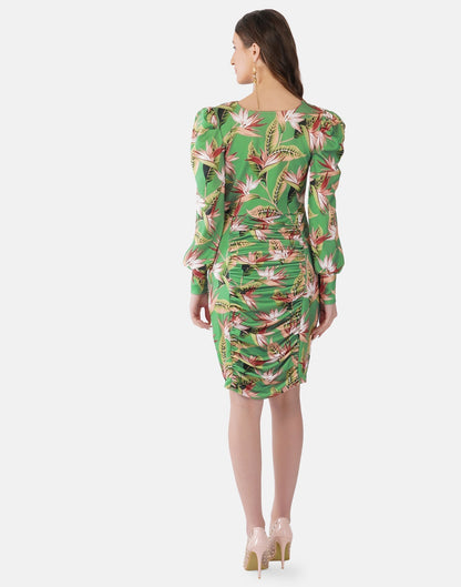 Apple Green Printed Bodycon