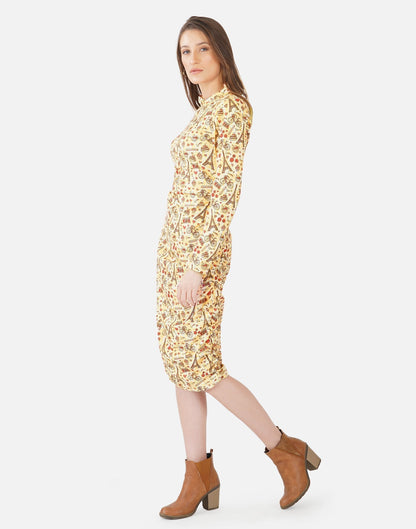 Light Yellow Printed Bodycon 