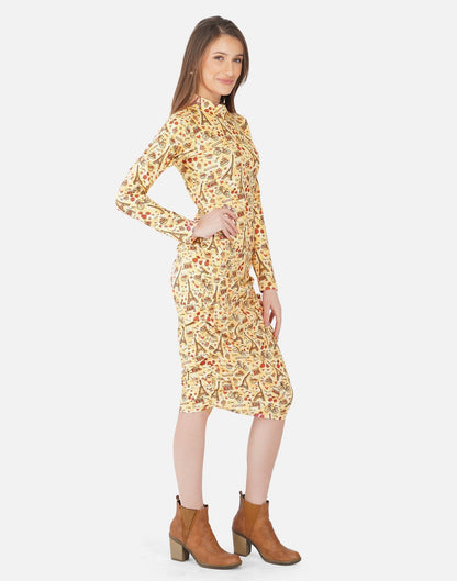 Light Yellow Printed Bodycon 