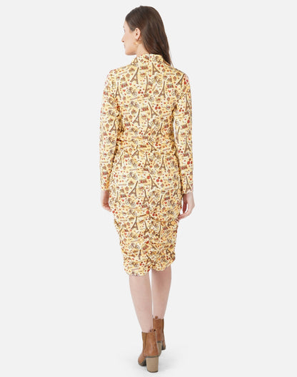 Light Yellow Printed Bodycon 