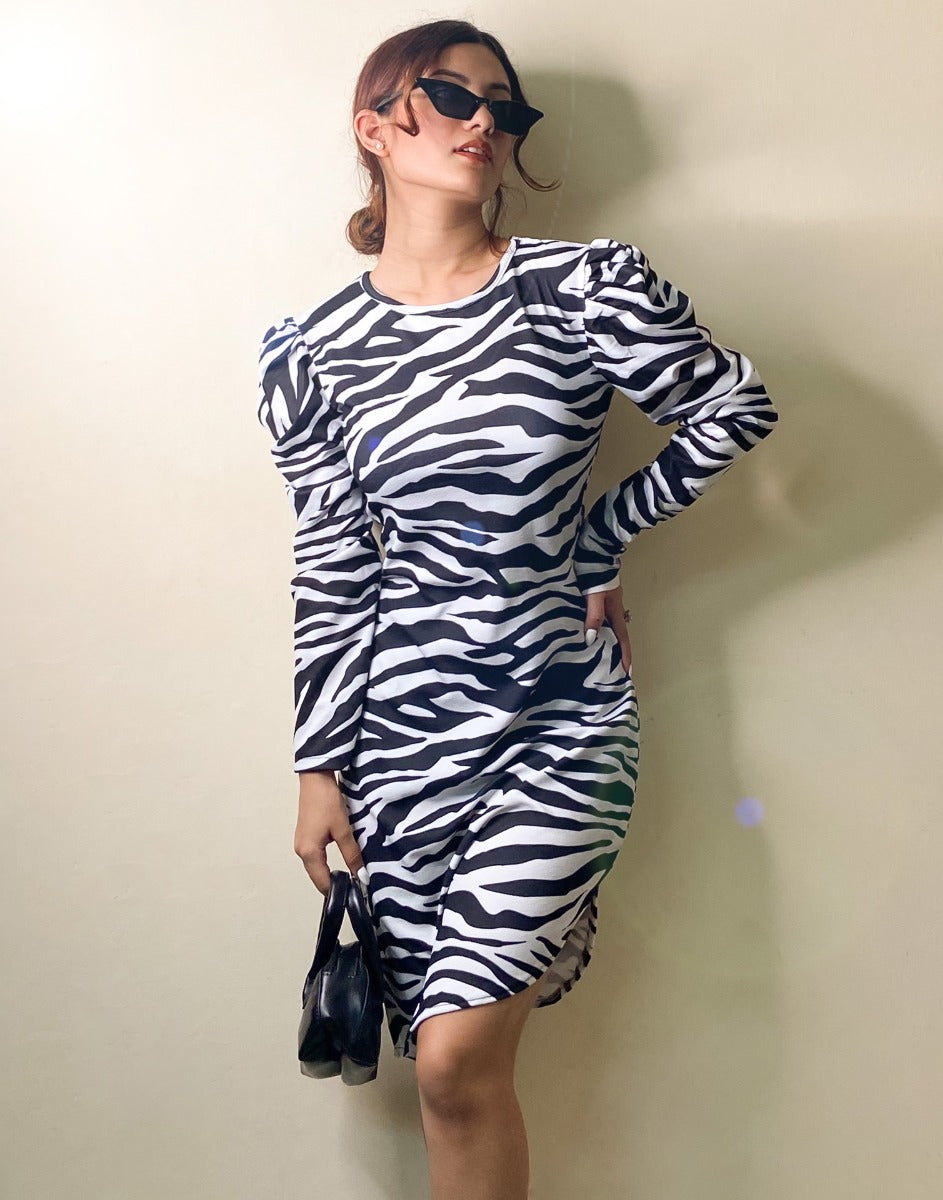 Black And White Animal Printed Bodycon