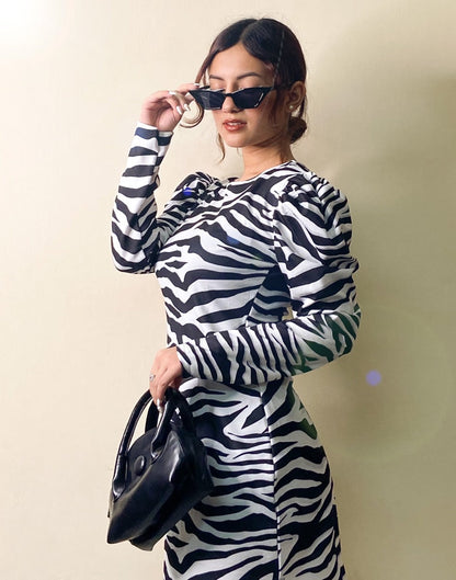 Black And White Animal Printed Bodycon