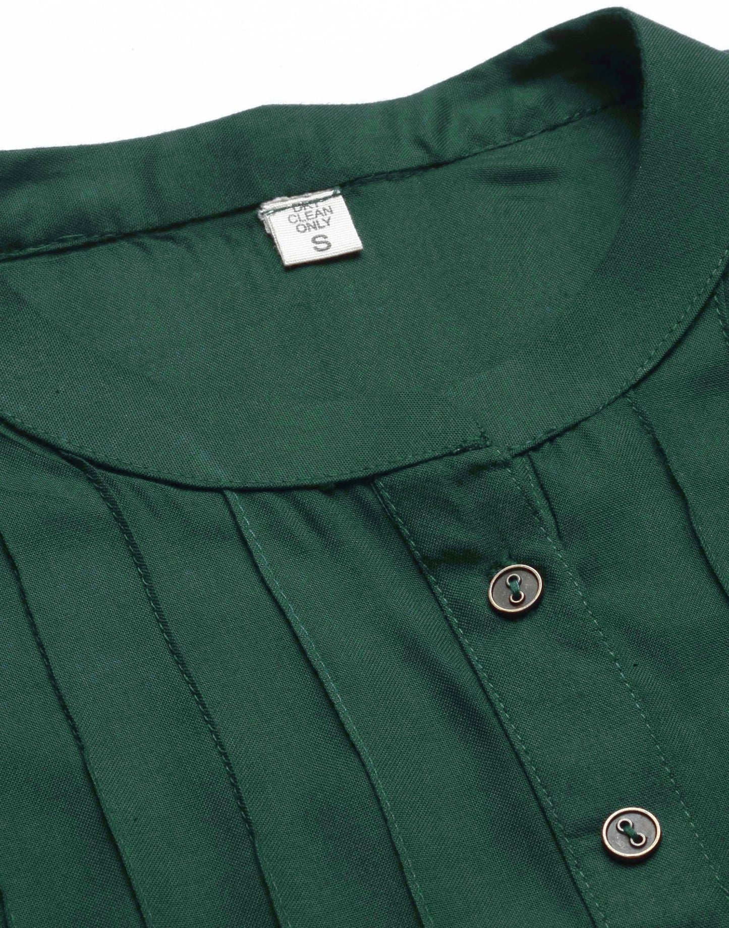 Bottle Green Pleated Tops 