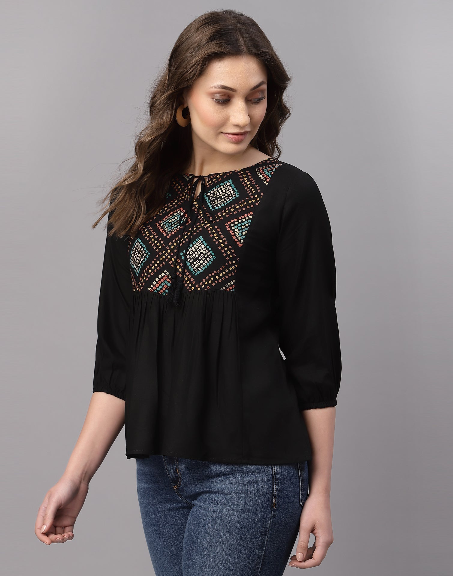 Black Gathered Top 