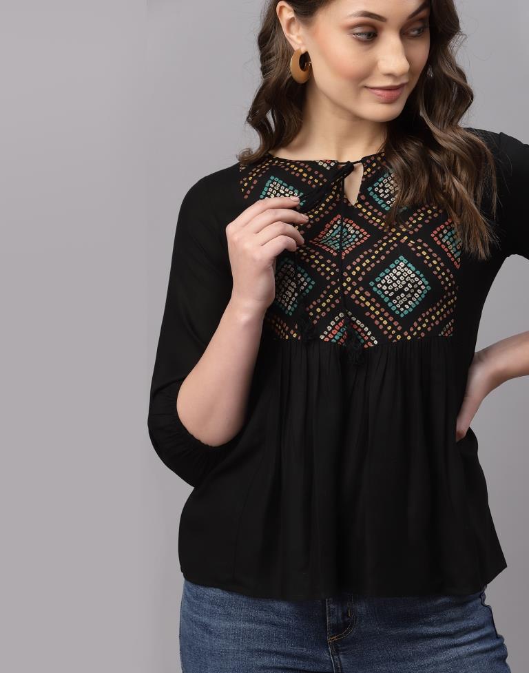 Black Gathered Top 