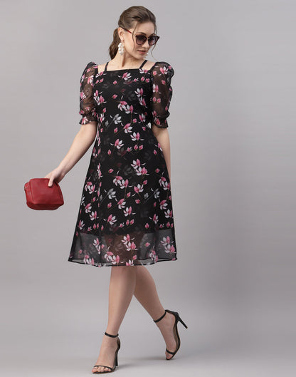 Black Puffed Sleeve Dress