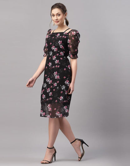 Black Puffed Sleeve Dress