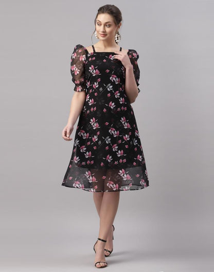 Black Puffed Sleeve Dress