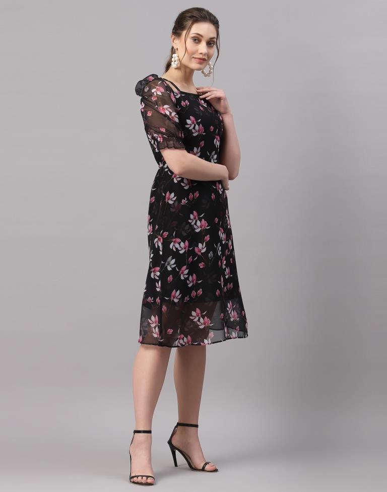 Black Puffed Sleeve Dress