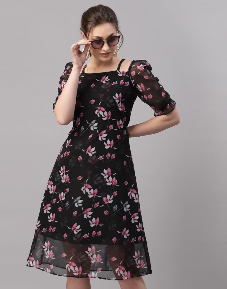 Black Puffed Sleeve Dress