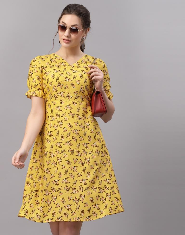 Mustared Printed Dress