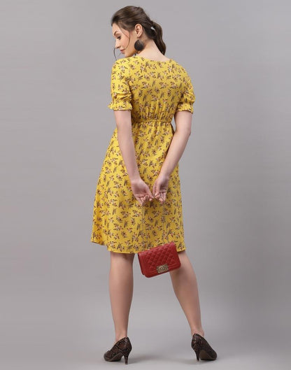 Mustared Printed Dress