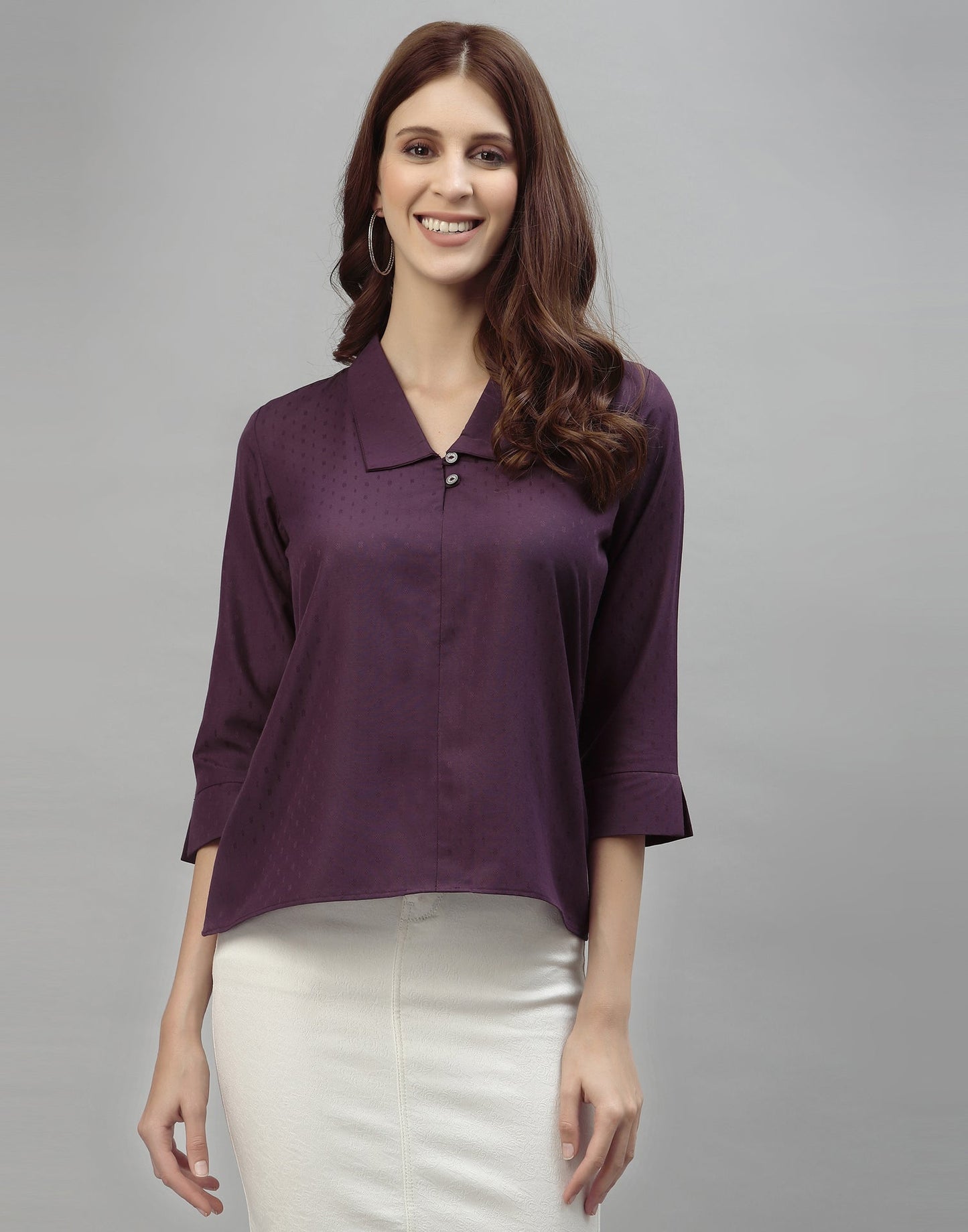 Dark Purple Self Woven Shirt