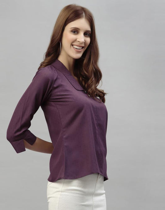 Dark Purple Self Woven Shirt